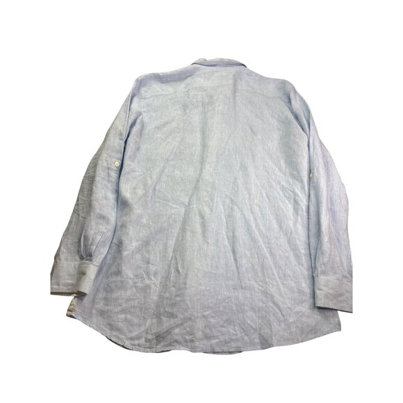 Thomas Pink Mens Long Sleeve Pure Linen Button Front Shirt Light Blue Size L - Picture 4 of 8